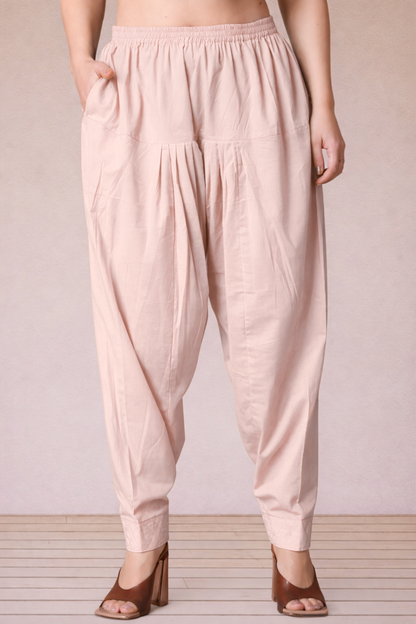 Very Light Pink Cotton Straight Salwar