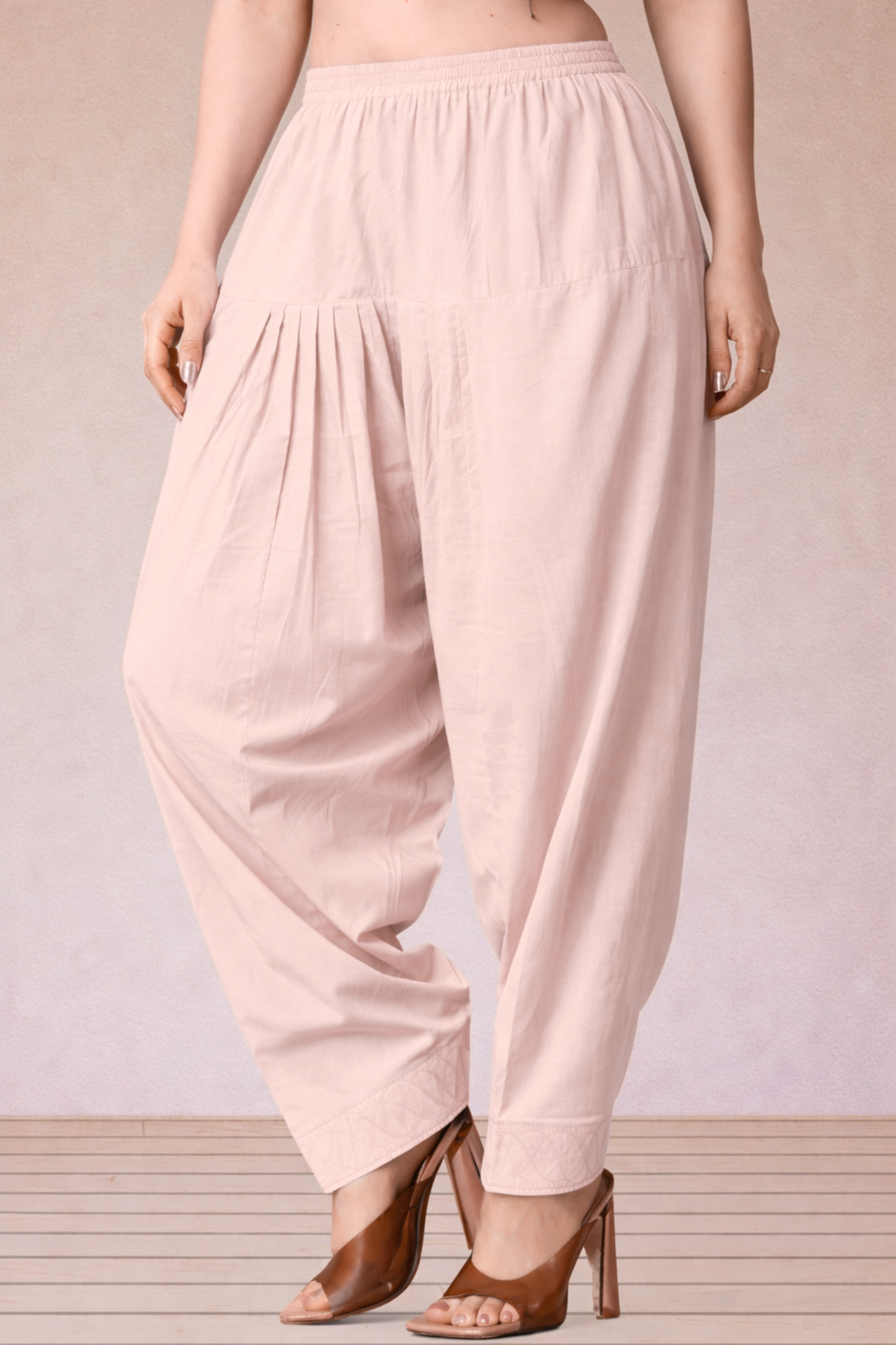 Very Light Pink Cotton Straight Salwar