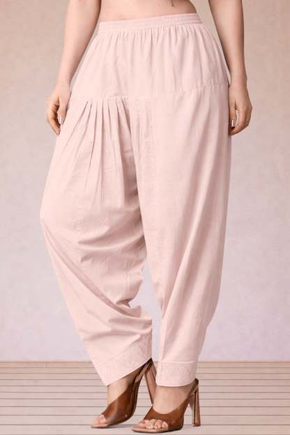 Very Light Pink Cotton Straight Salwar