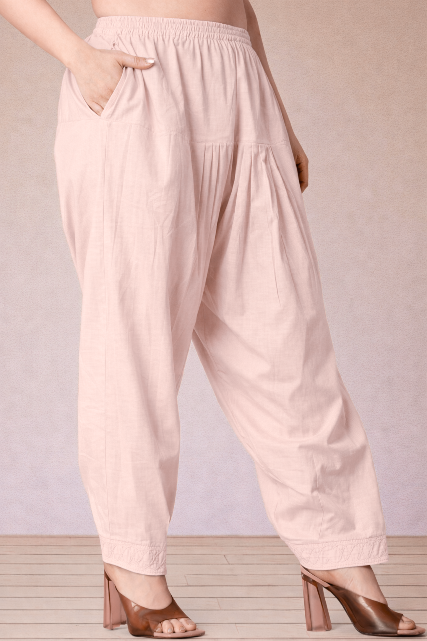 Very Light Pink Cotton Straight Salwar