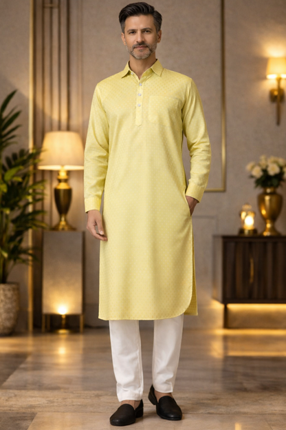 Vibrant Citrus Textured Kurta