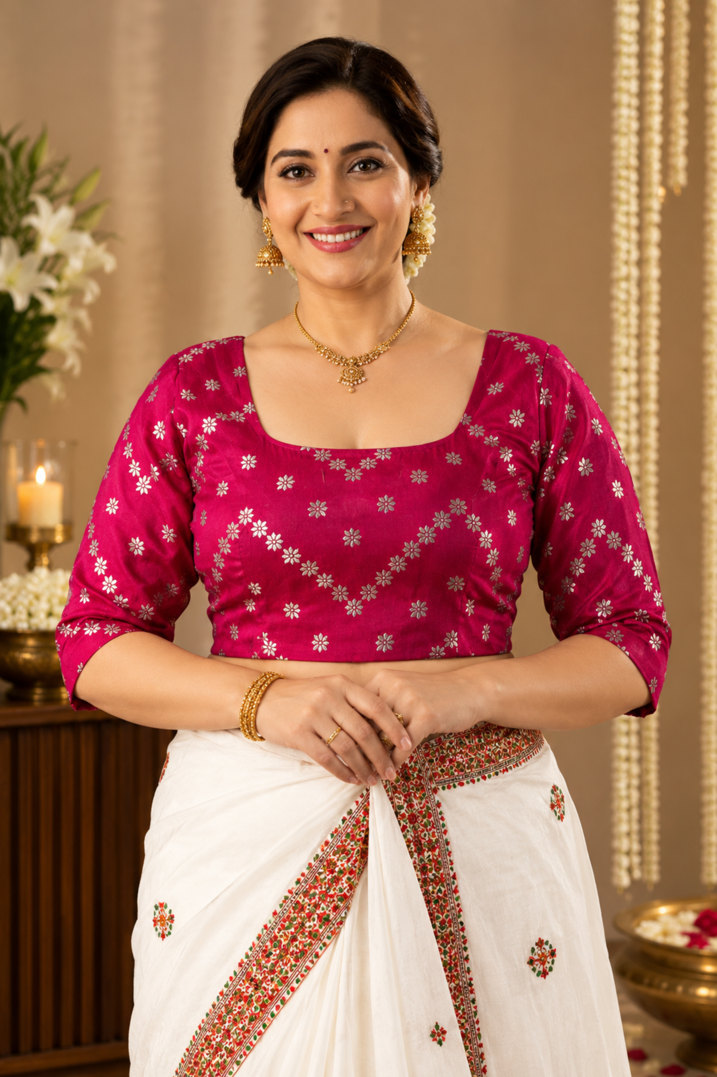Vibrant Magenta Silk Blouse