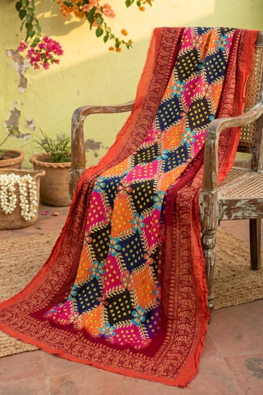 Vibrant Magenta Silk Dupatta