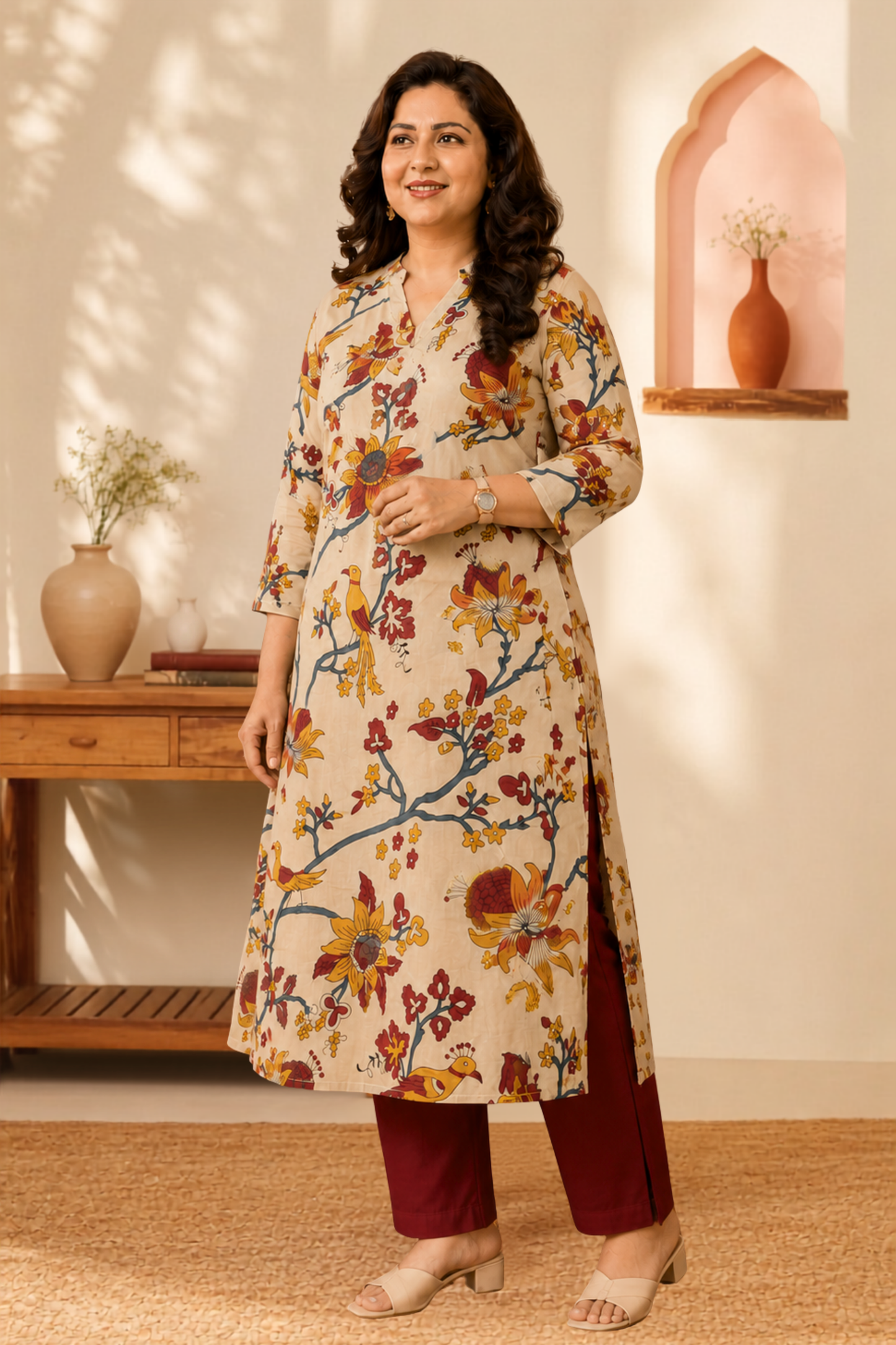 Vintage Folk A-line Cotton Kurta