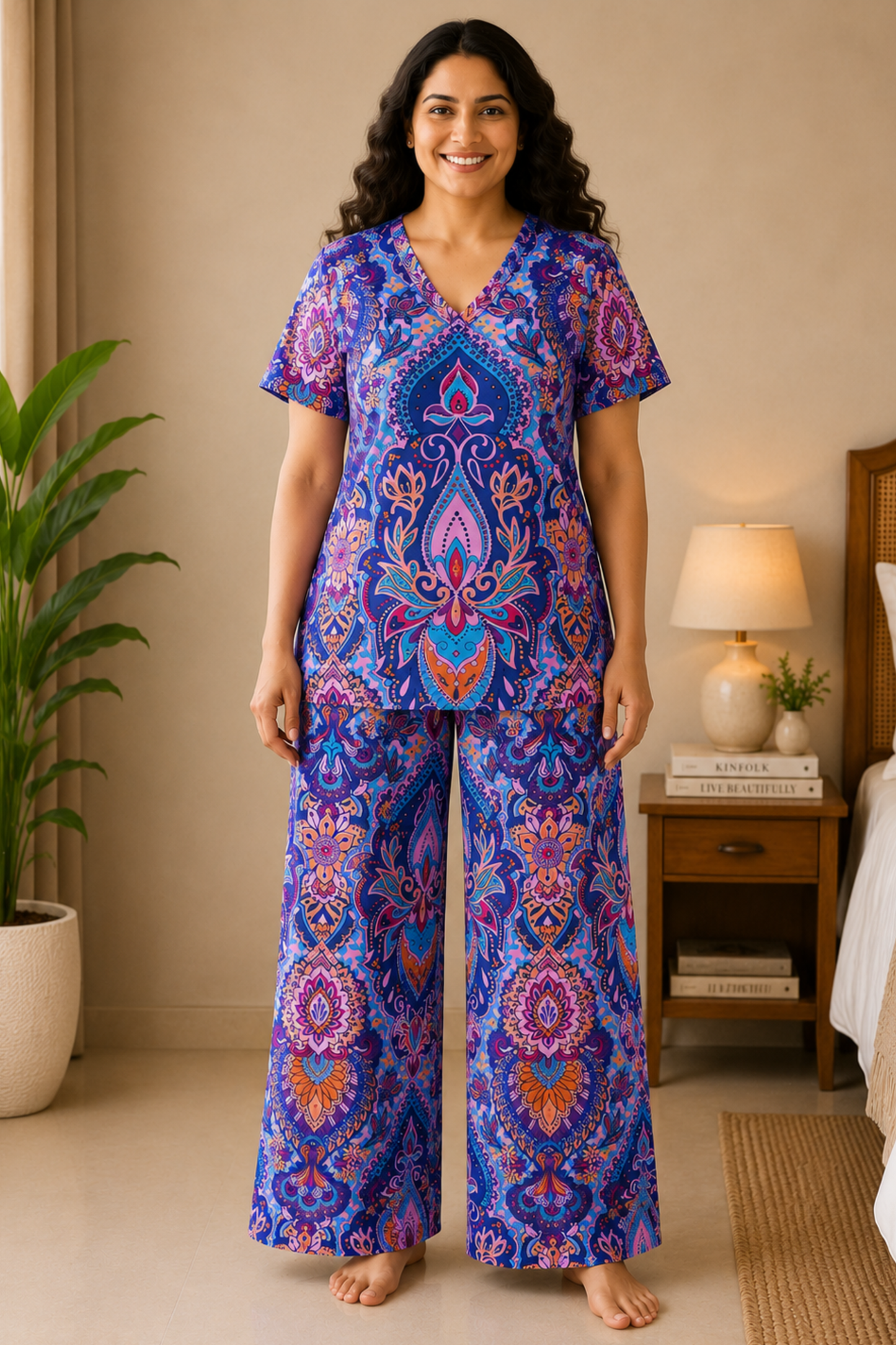 Violet Fiesta Rayon Night Suit