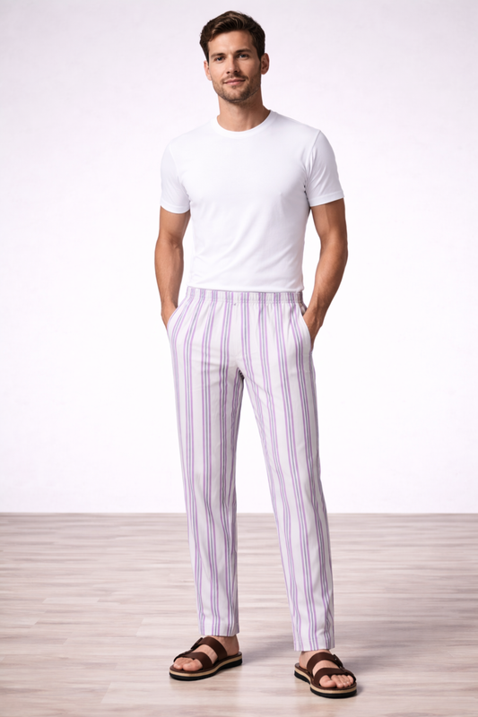 Violet Striped Cotton Pant Pajama