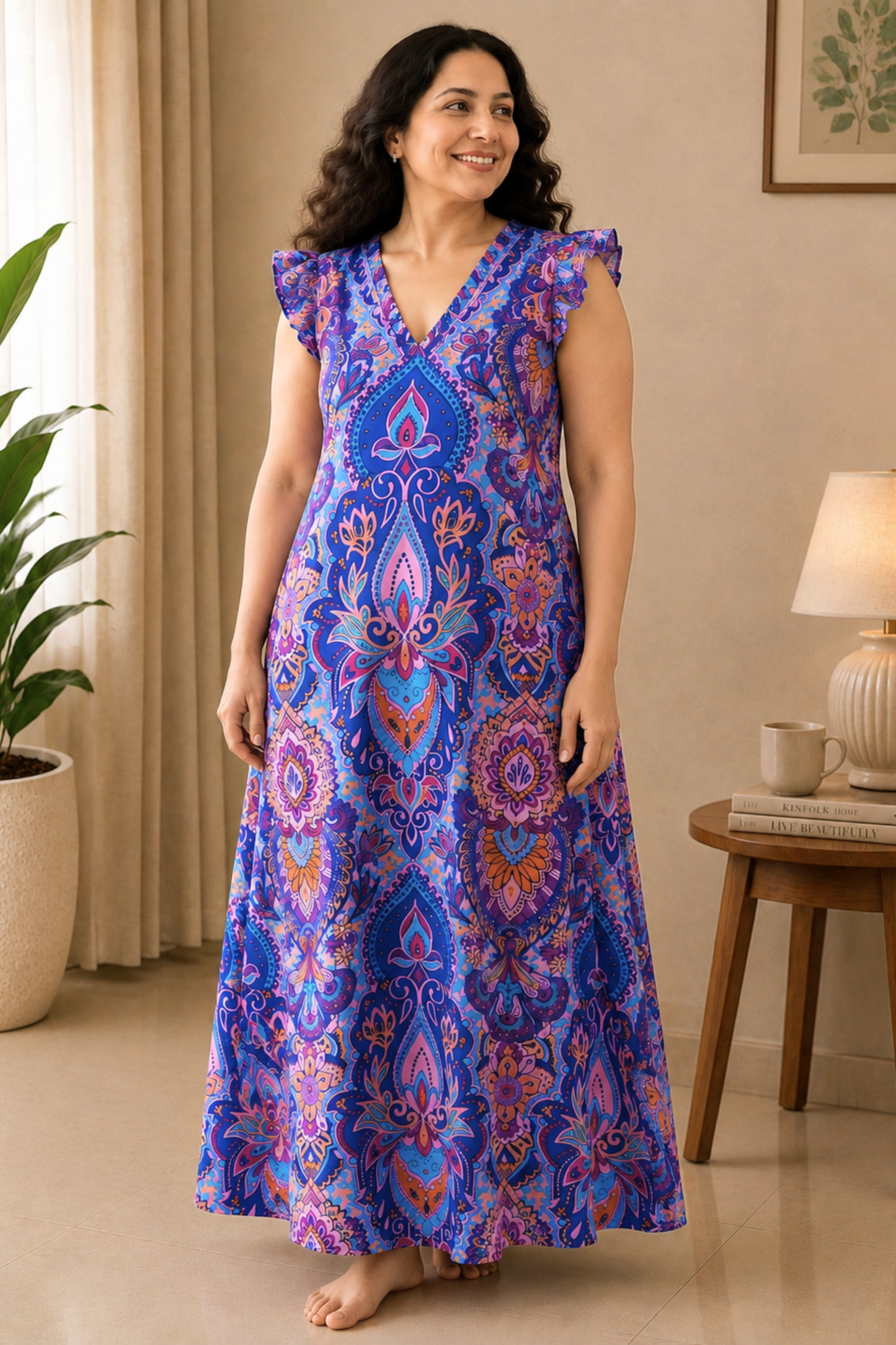 Violet Fiesta Rayon Lounge Dress