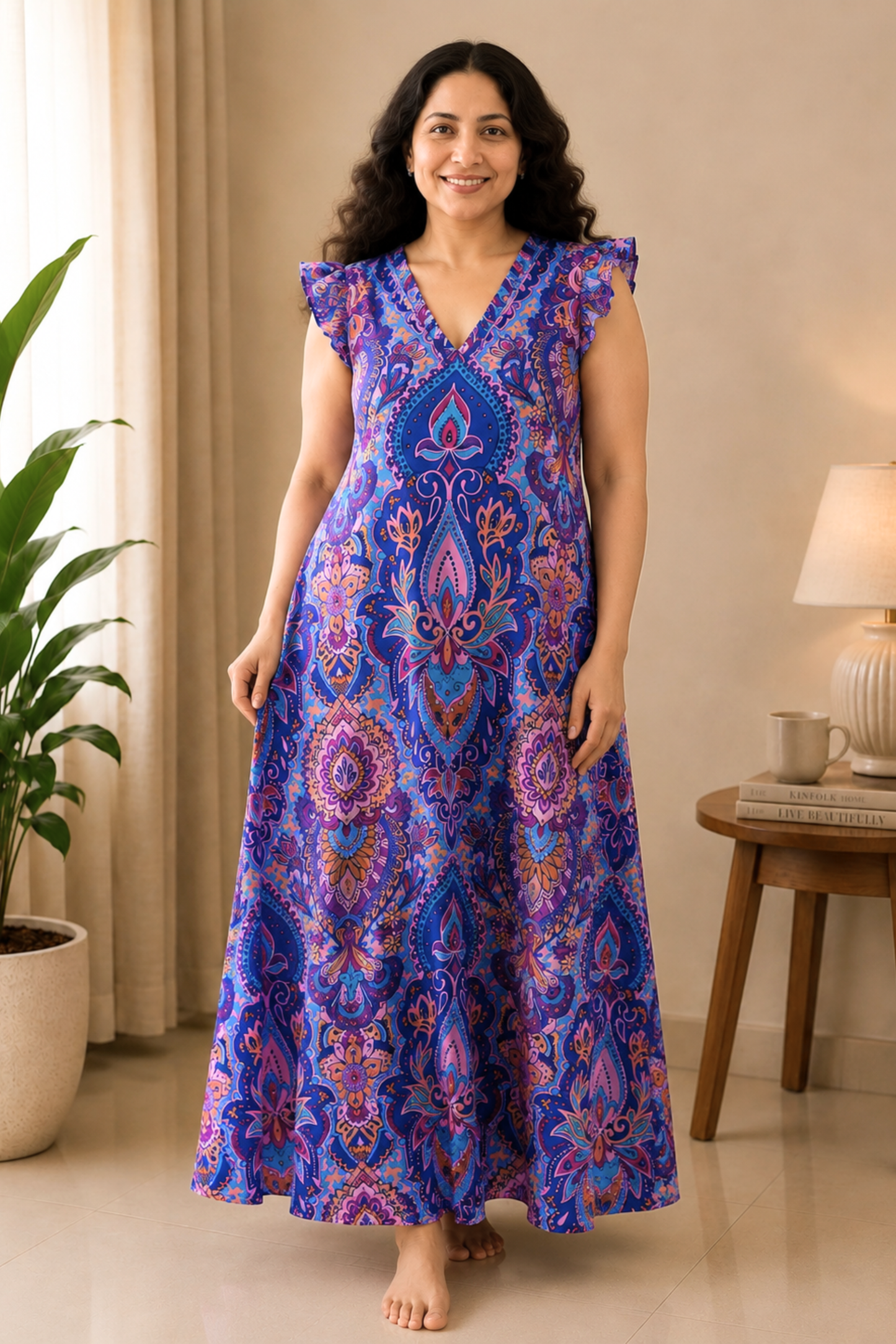 Violet Fiesta Rayon Lounge Dress