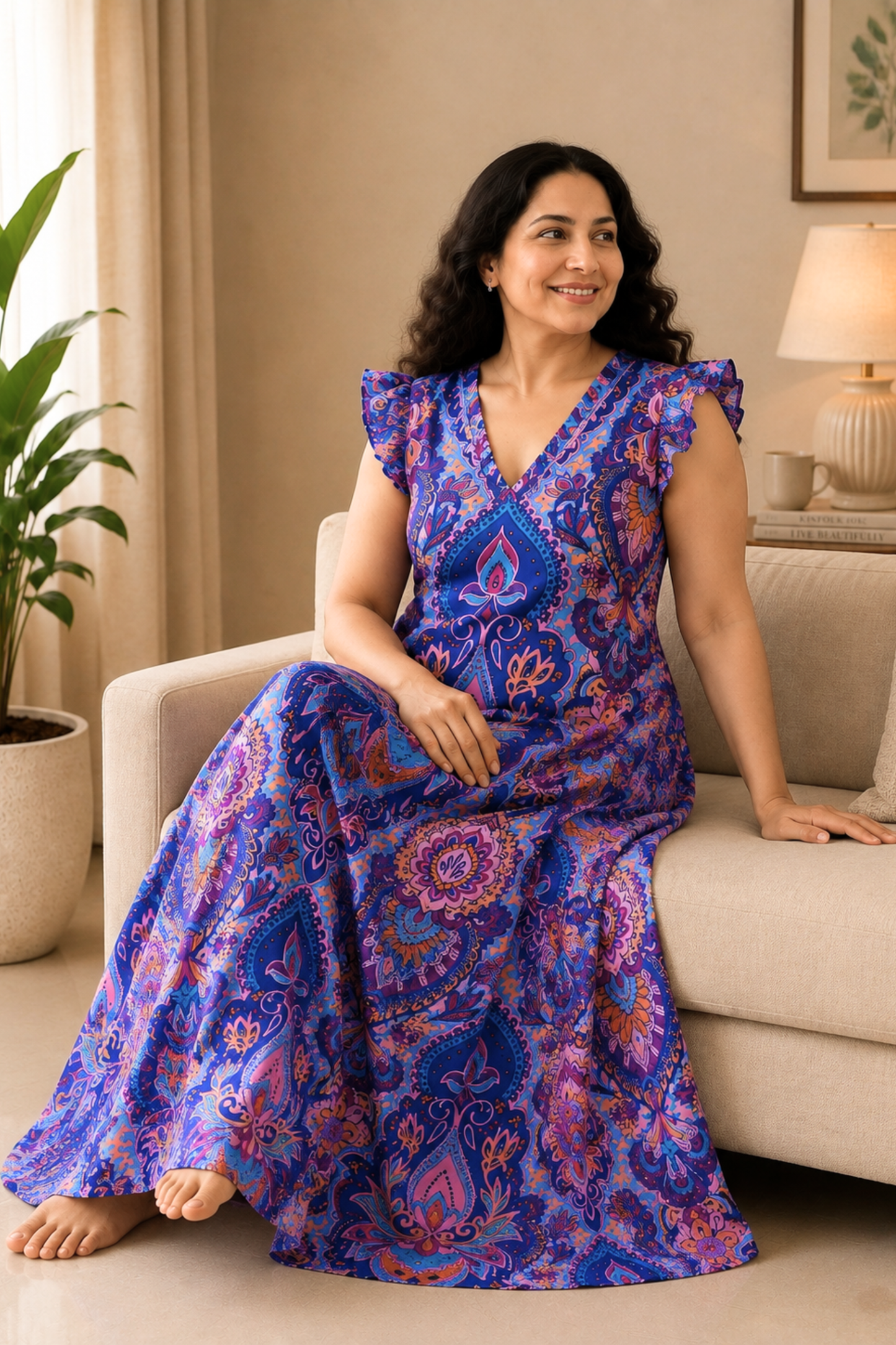 Violet Fiesta Rayon Lounge Dress