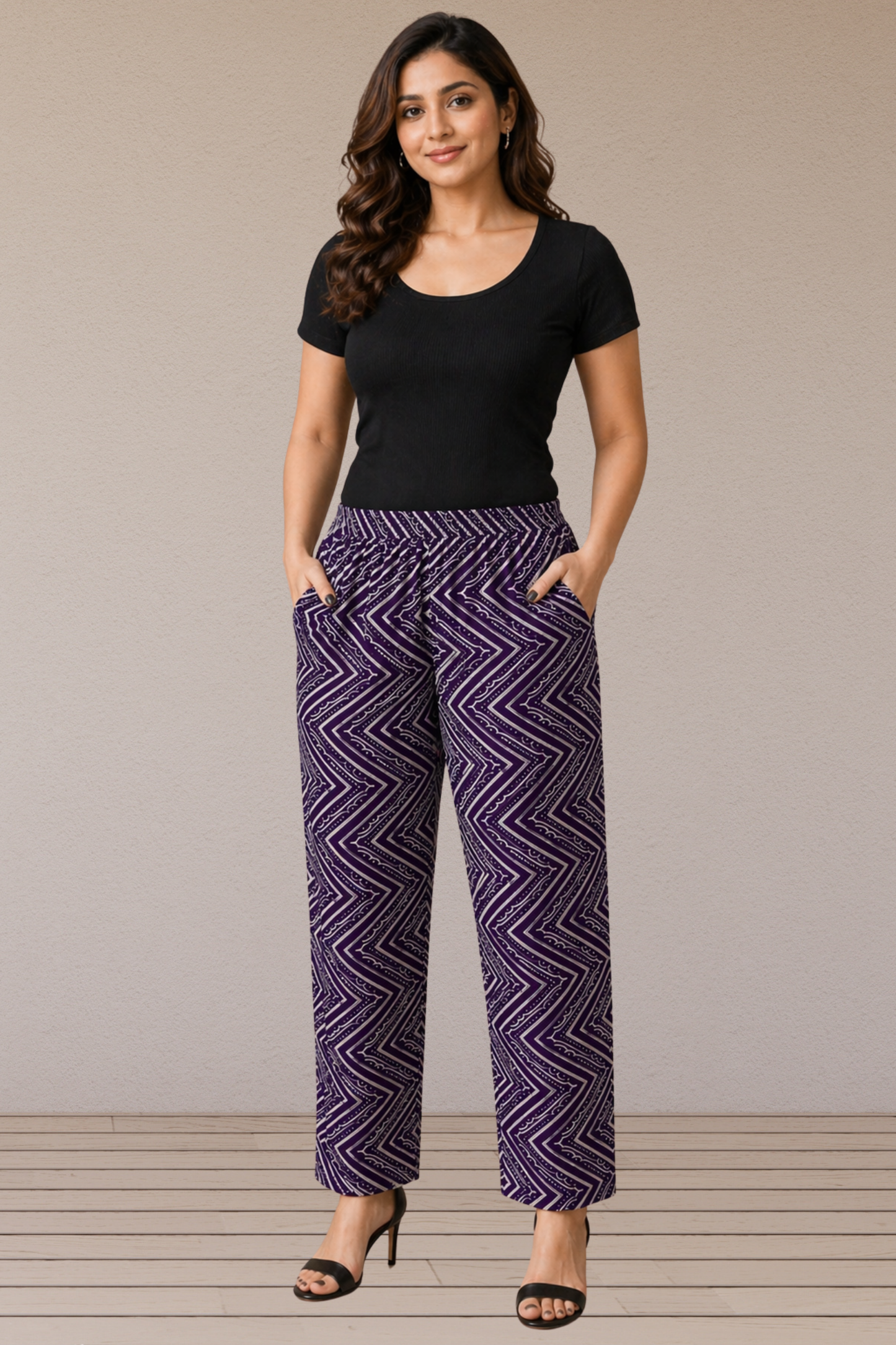 Voilet Cotton Printed Pant Palazzo