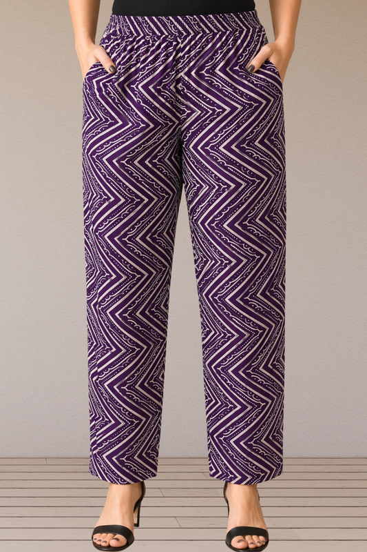 Voilet Cotton Printed Pant Palazzo