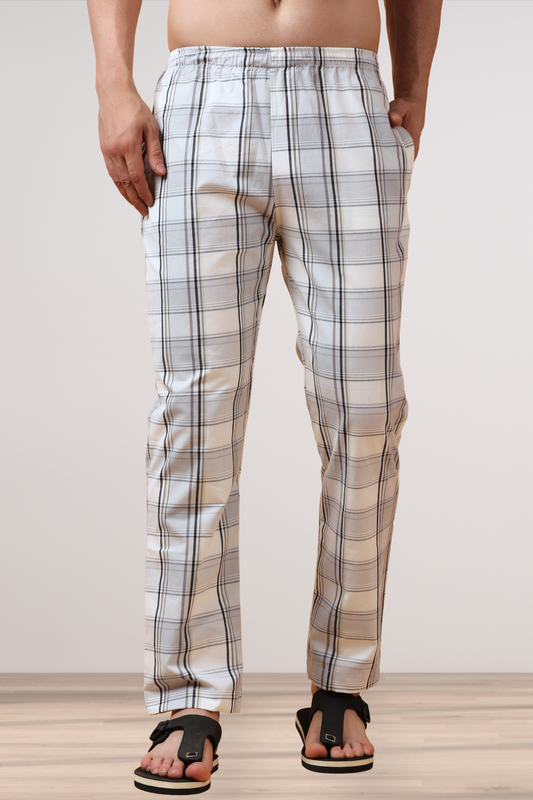 White Check Cotton Pant Pajama