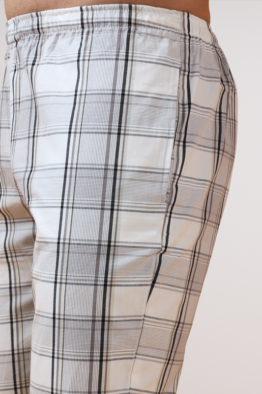 White Check Cotton Pant Pajama