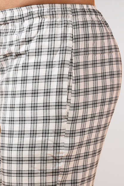 White Checked Cotton Pajama