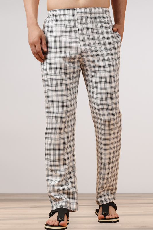 White Checked Cotton Pajama