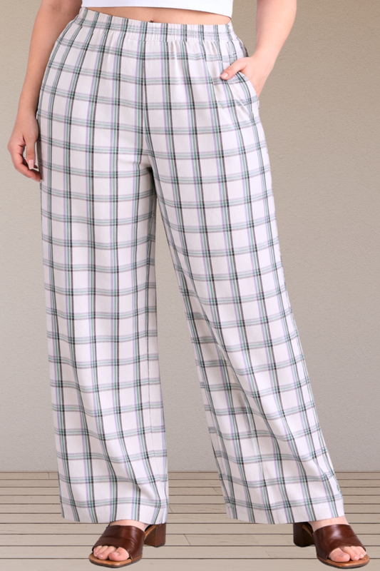 White Checked Cotton Pajama Pant