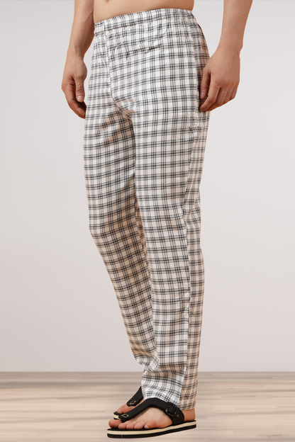 White Checked Cotton Pajama