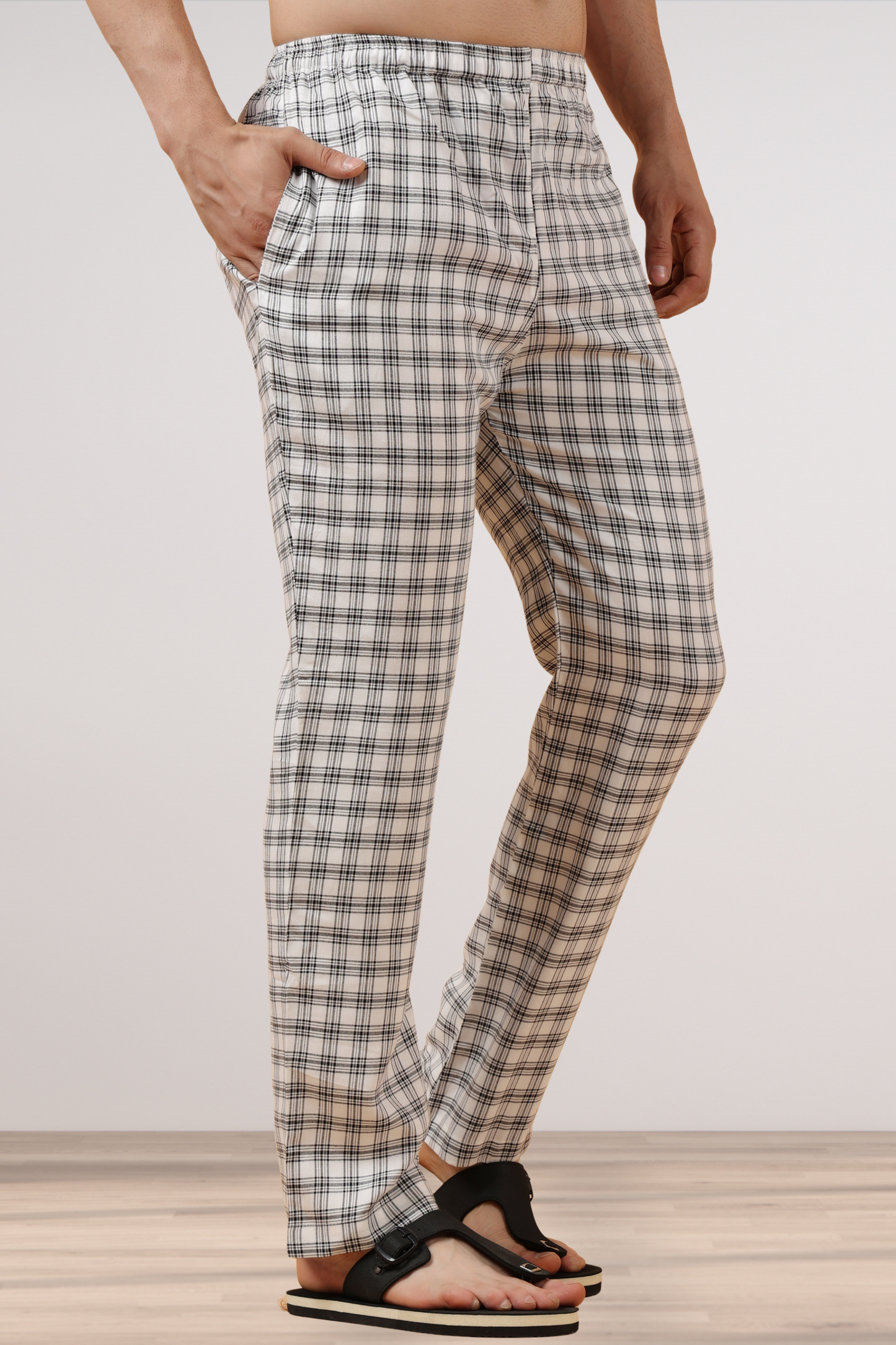White Checked Cotton Pajama