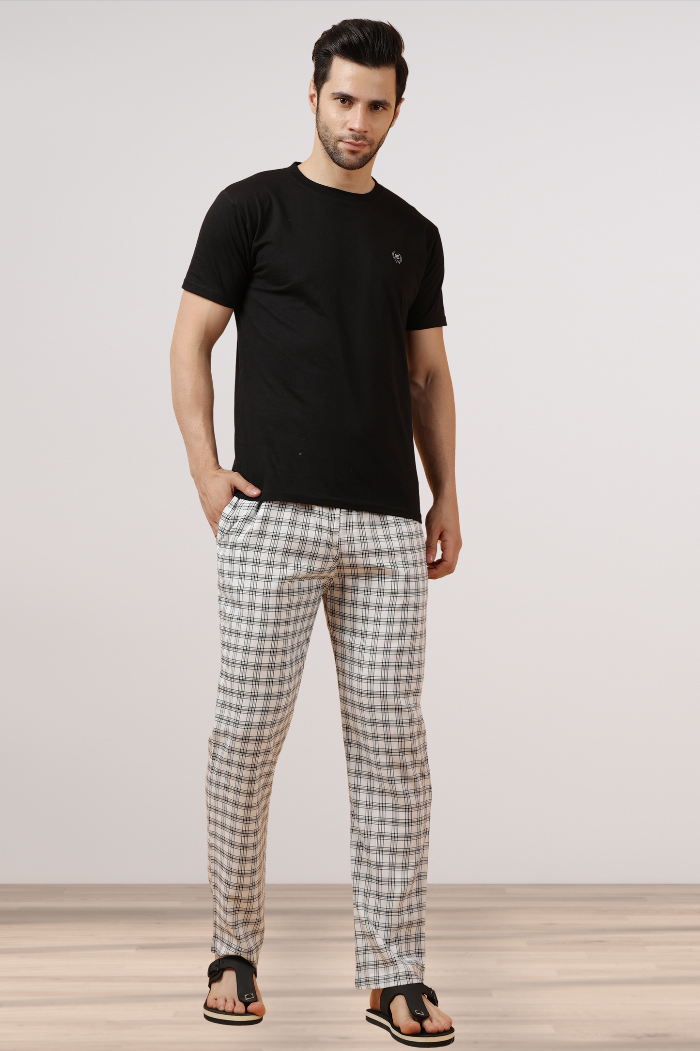 White Checked Cotton Pajama