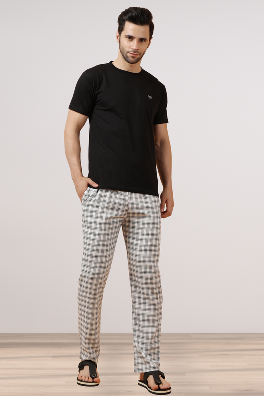 White Checked Cotton Pajama