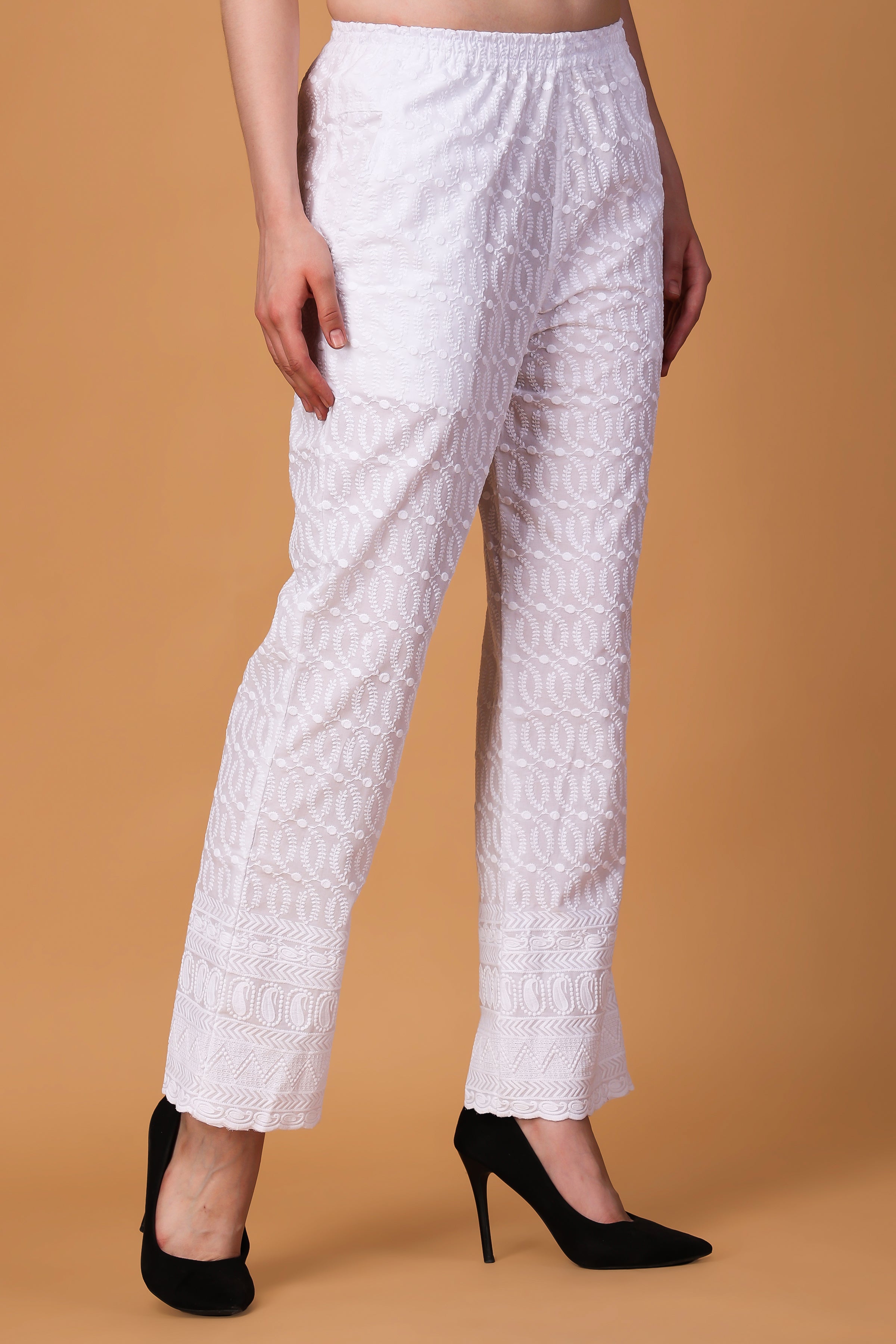Buy Chikankari Bottom Wear Online | Chikankari Pants For Women