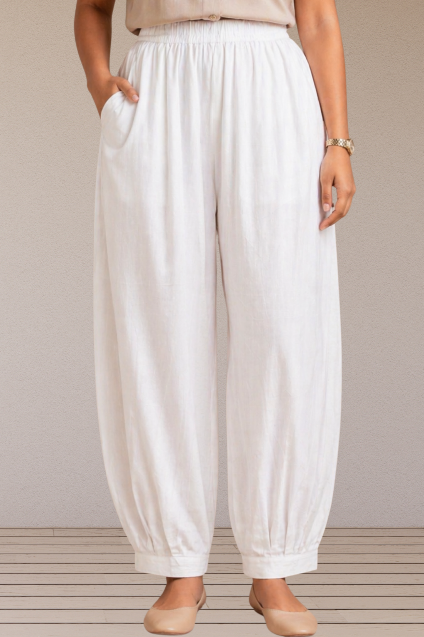White Cotton Afghani Pants