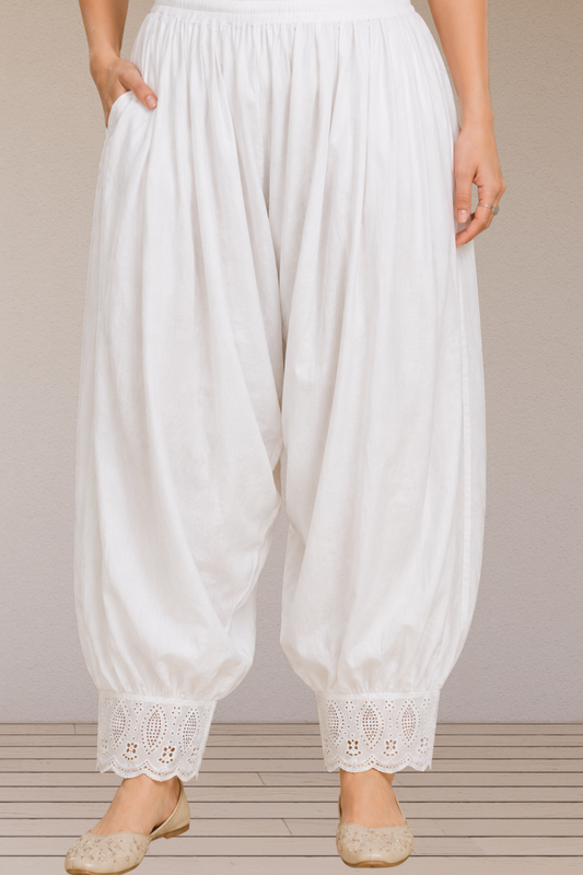 Ivory Lace Hem Afghani Salwar