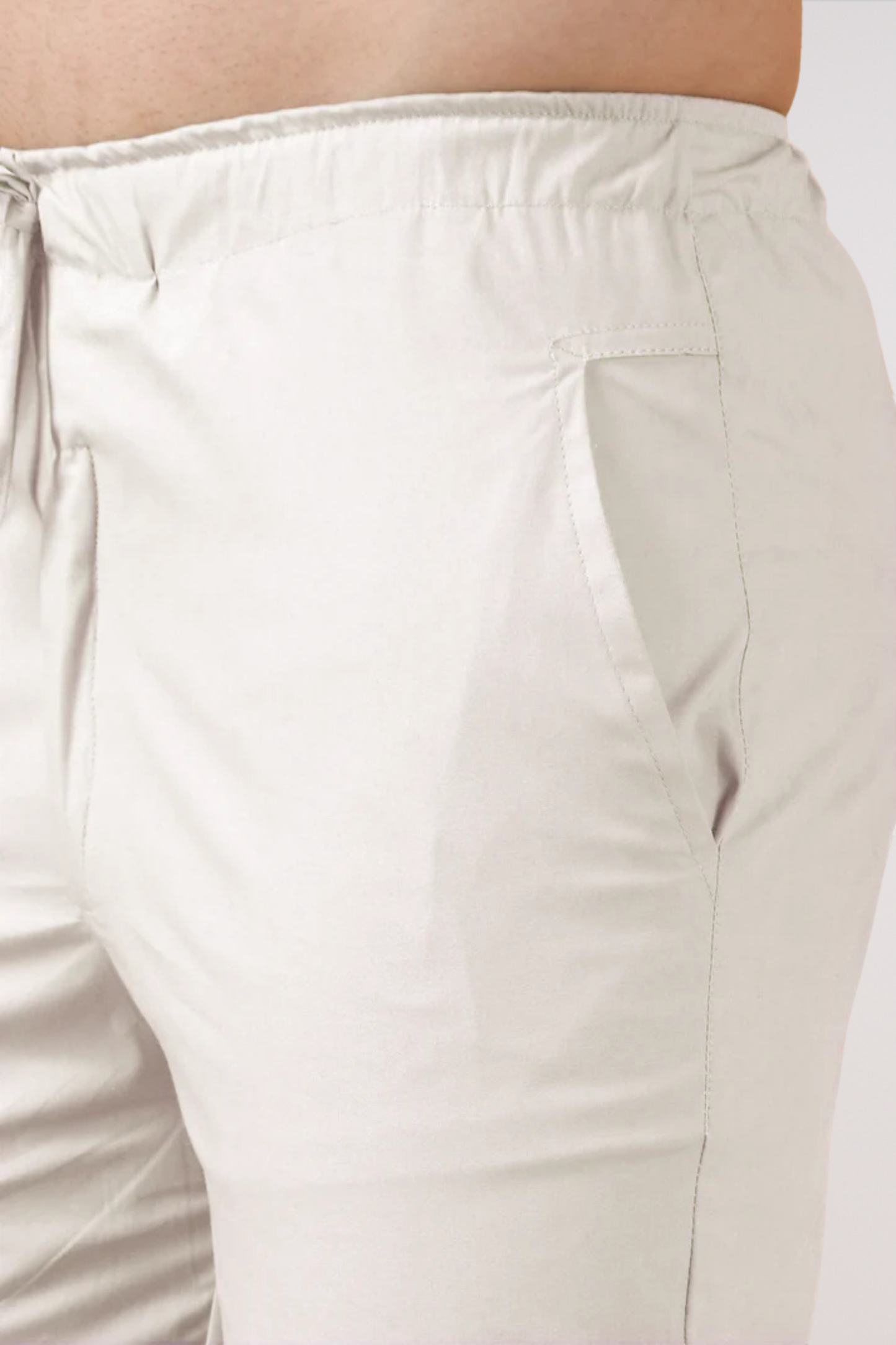 White Cotton Cargo Pants - 2 Pocket