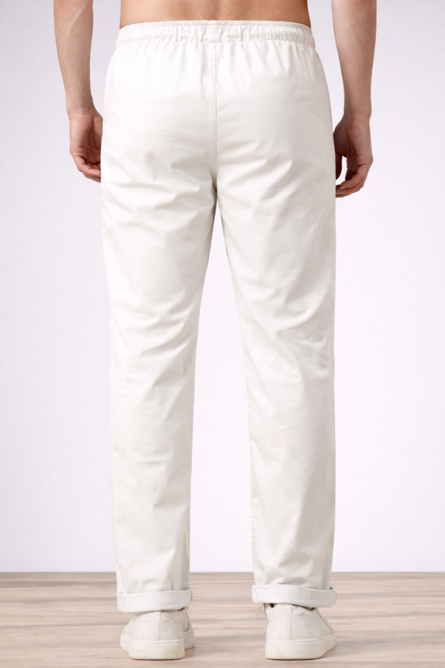 White Cotton Cargo Pants - 2 Pocket