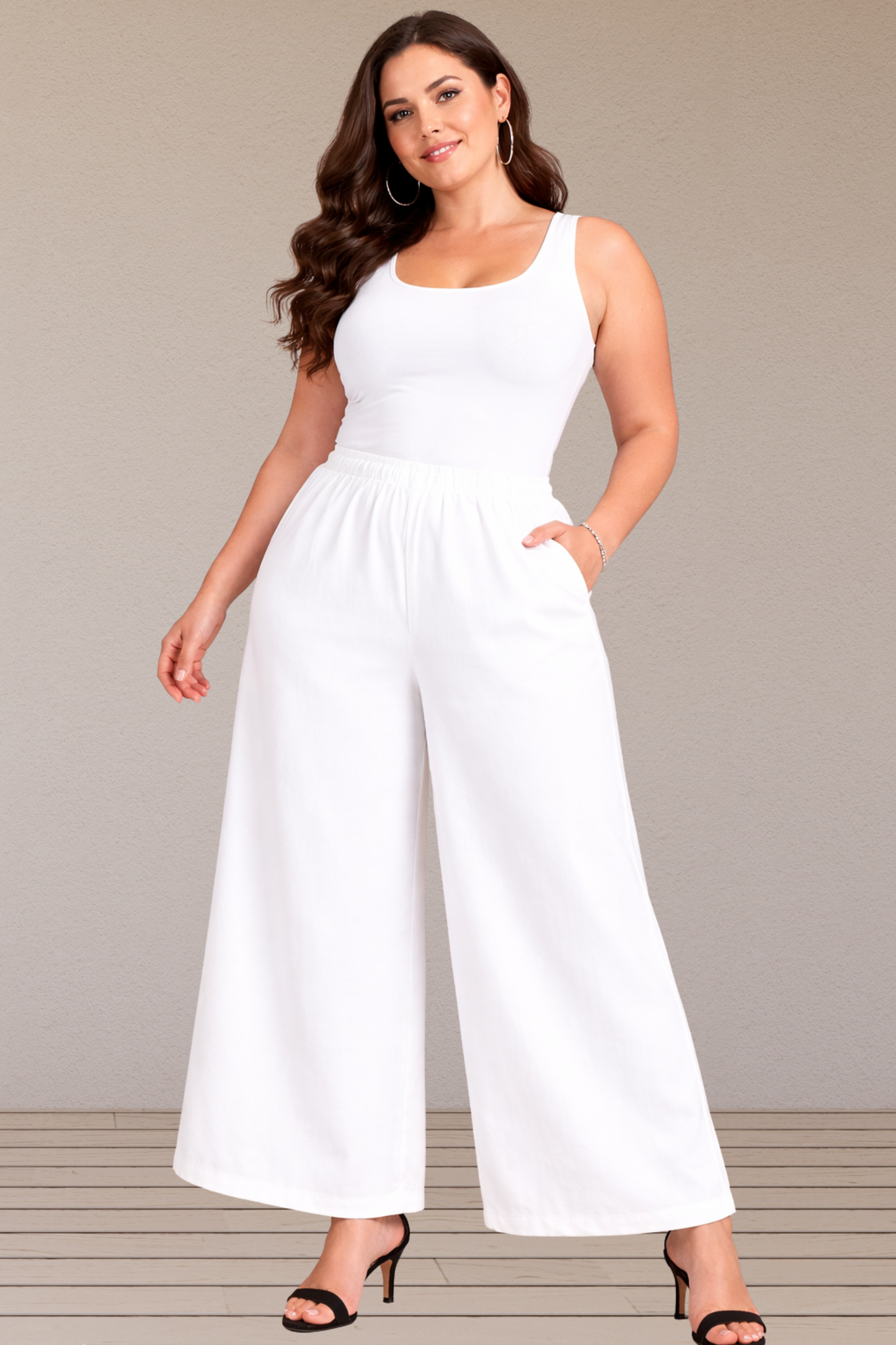 White Cotton Flared Pant