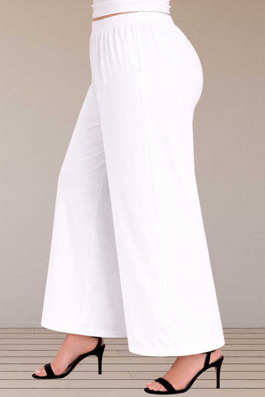 White Cotton Flared Pant