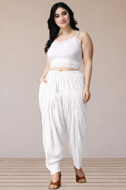 White Cotton Patiala Salwar