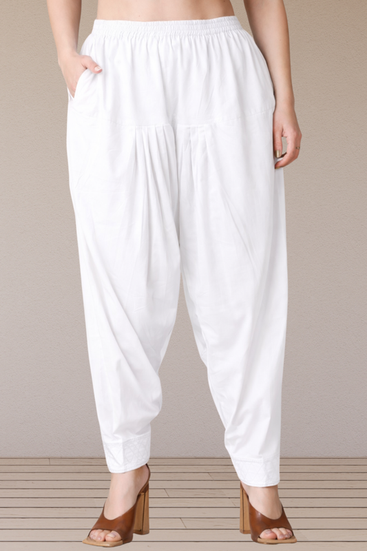 White Cotton Straight Salwar