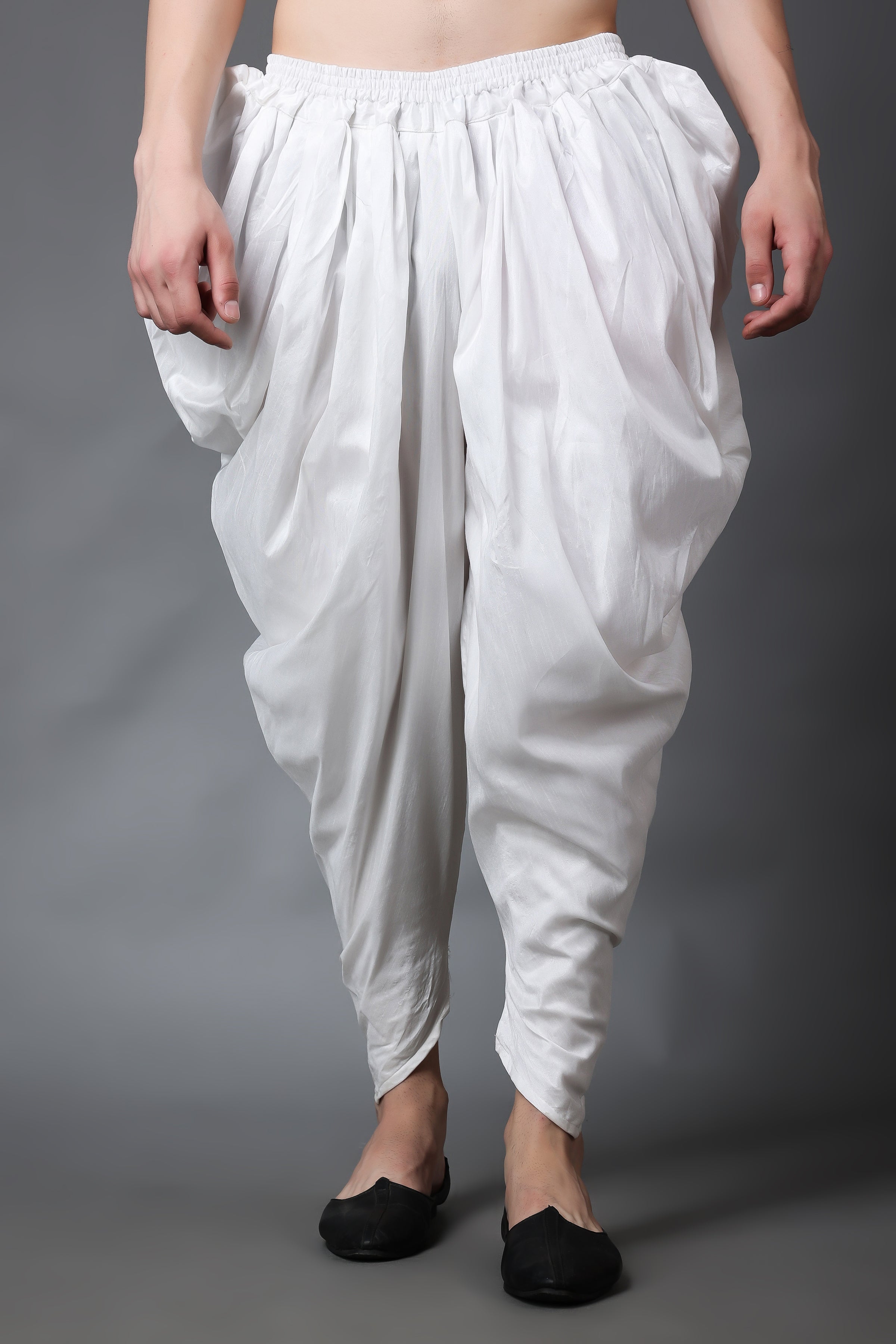 Embroidered Cotton Dhoti Pant in White : BHG116