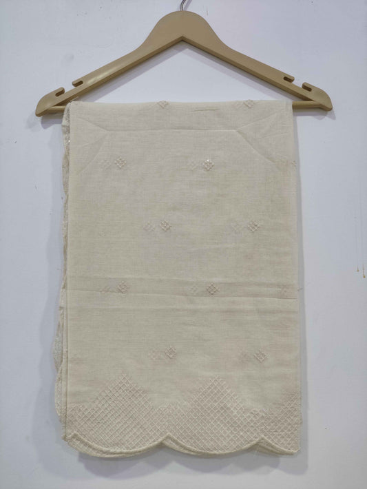 White Sequin Mul Cotton Dupatta