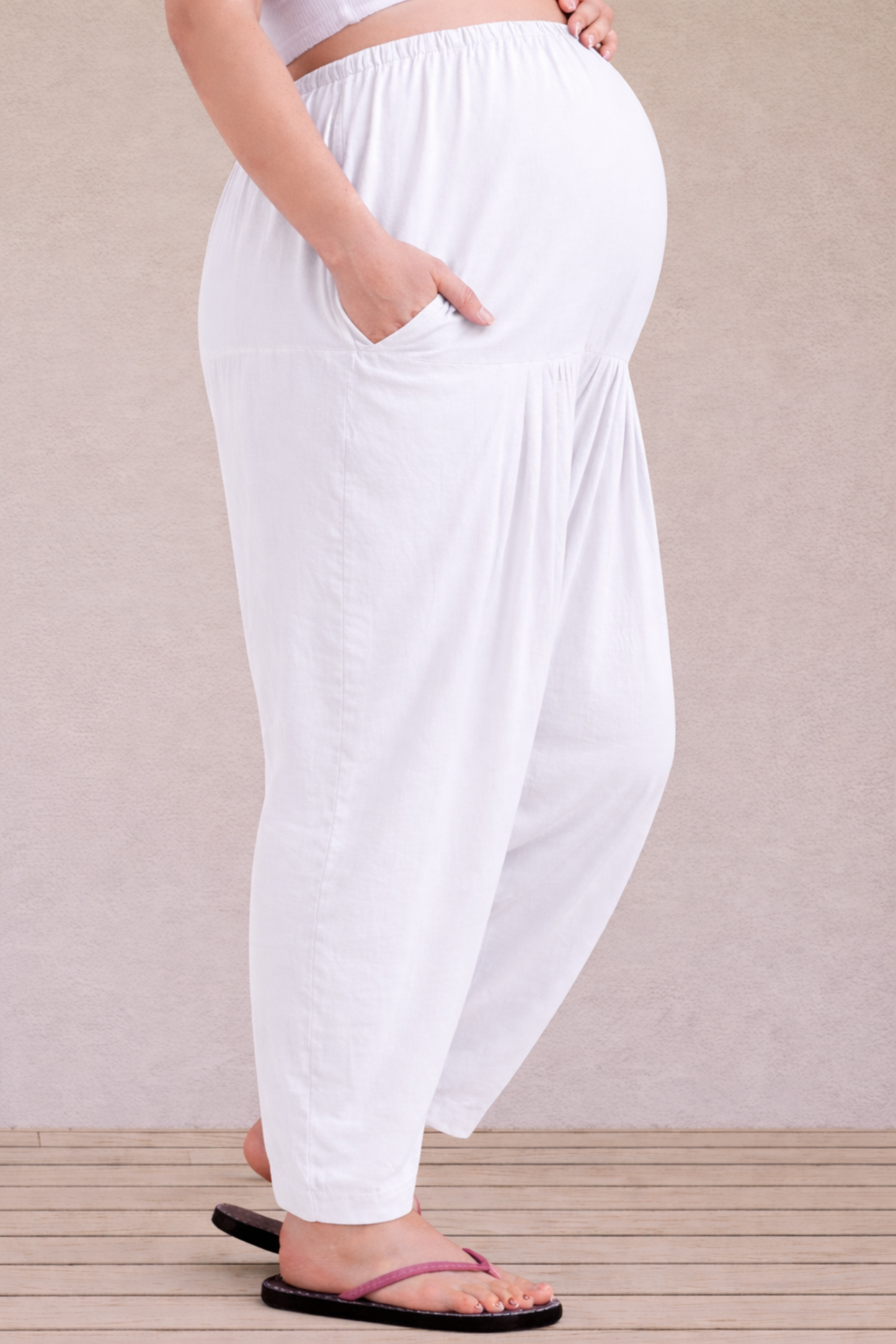White Easy Fit Cotton Maternity Salwar