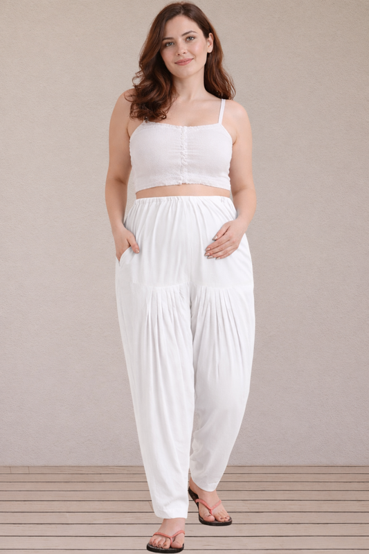 White Easy Fit Rayon Maternity Salwar