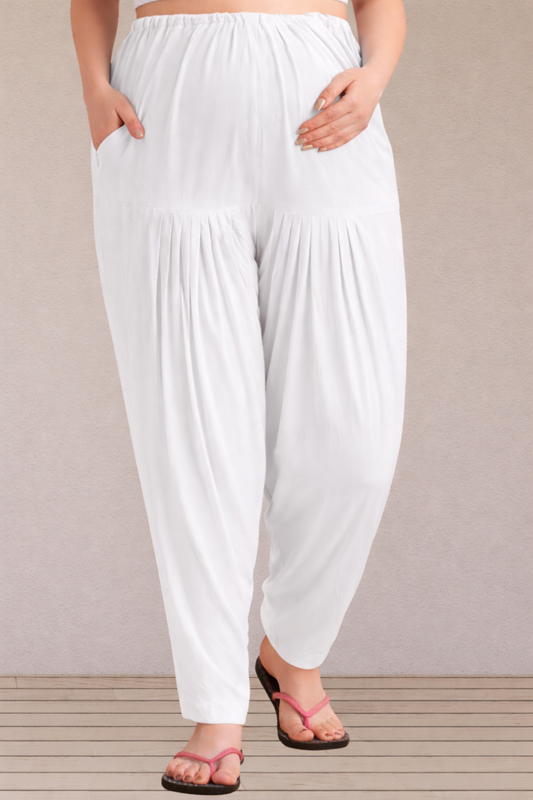 White Easy Fit Rayon Maternity Salwar