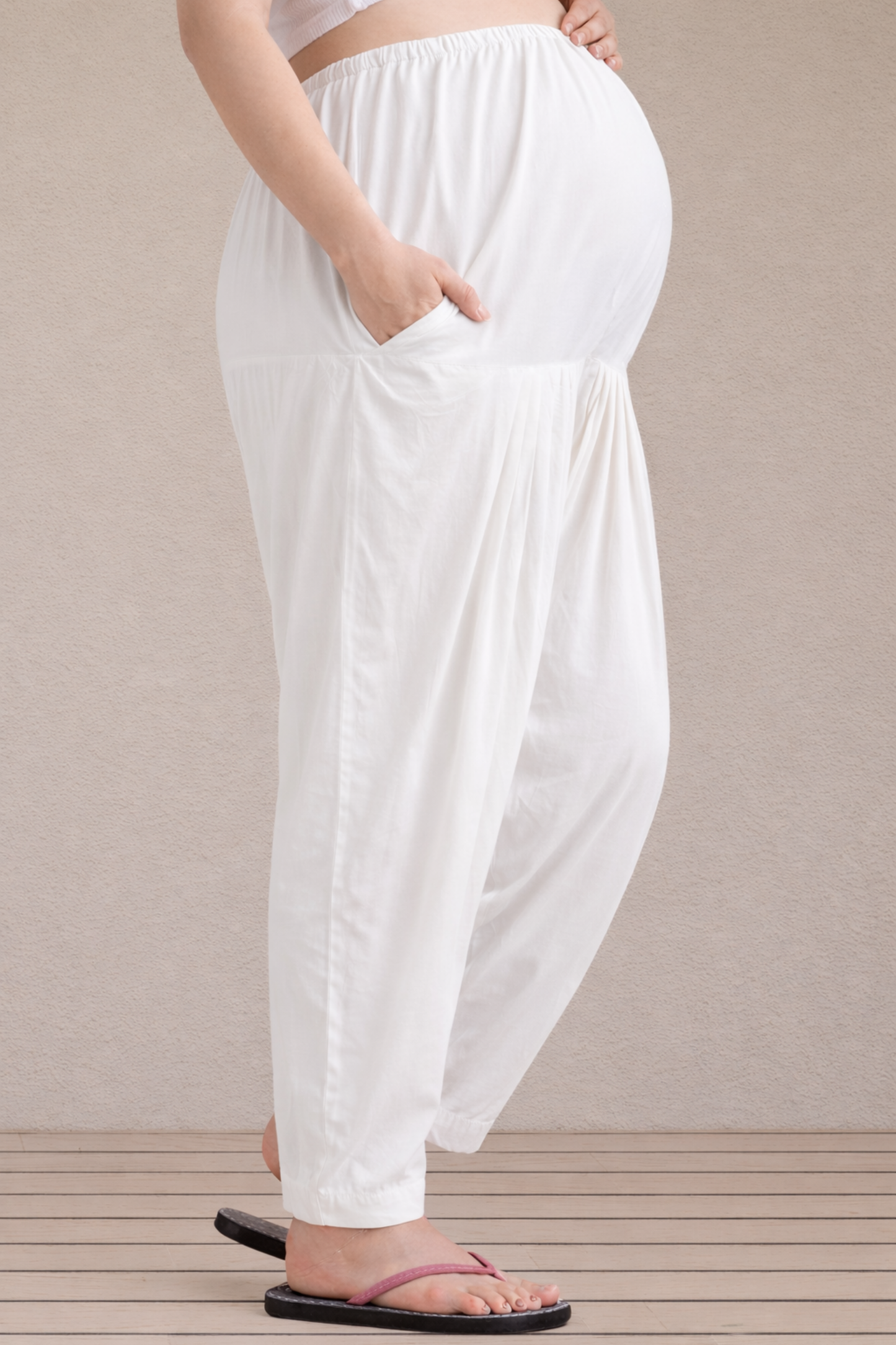 White Easy Fit Rayon Maternity Salwar
