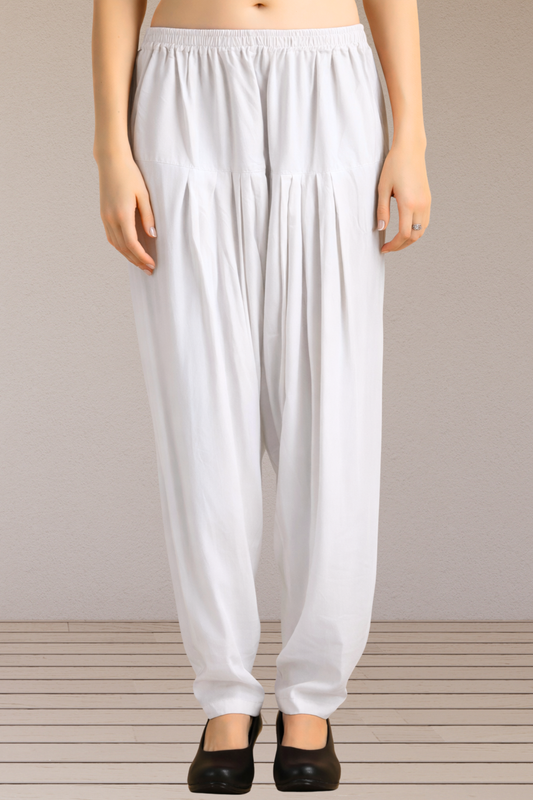 White Easy Fit Rayon Salwar