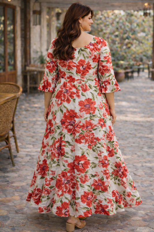 Rose Garden Floral Dress With Pockets