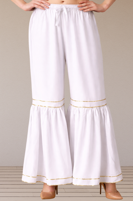 White Frilled Rayon Sharara
