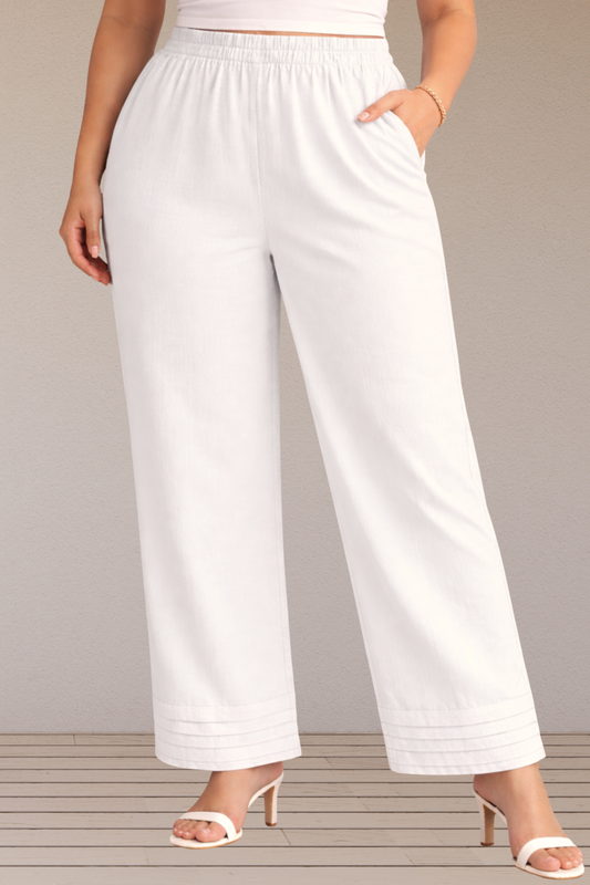 White Pintuked Cotton Palazzo