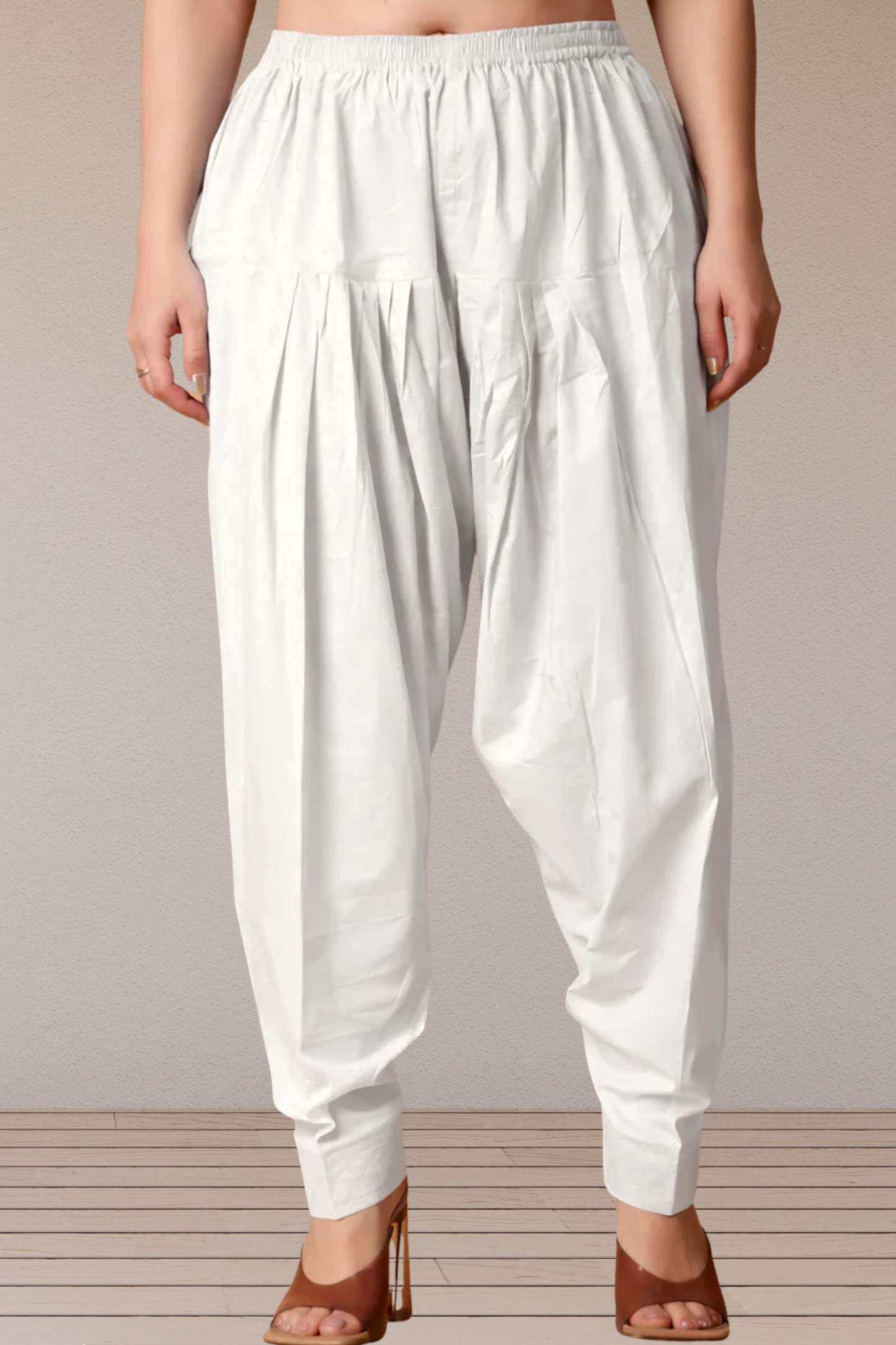 White Pleated Cotton Salwar