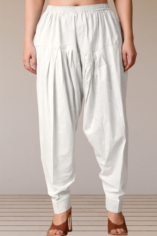 White Pleated Cotton Salwar