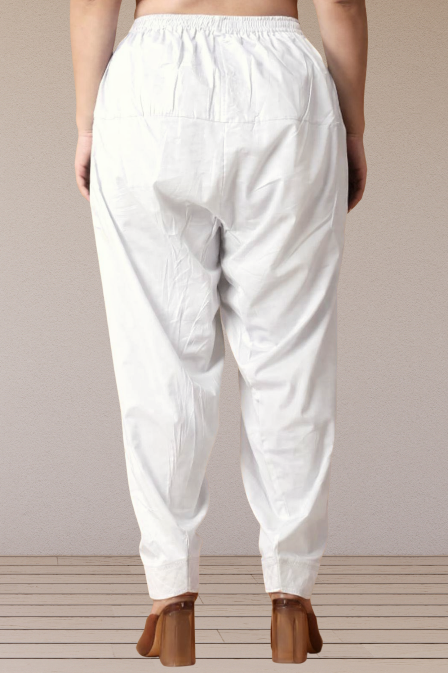 White Pleated Cotton Salwar