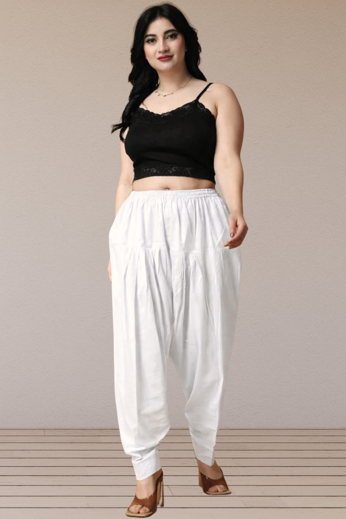 White Pleated Cotton Salwar