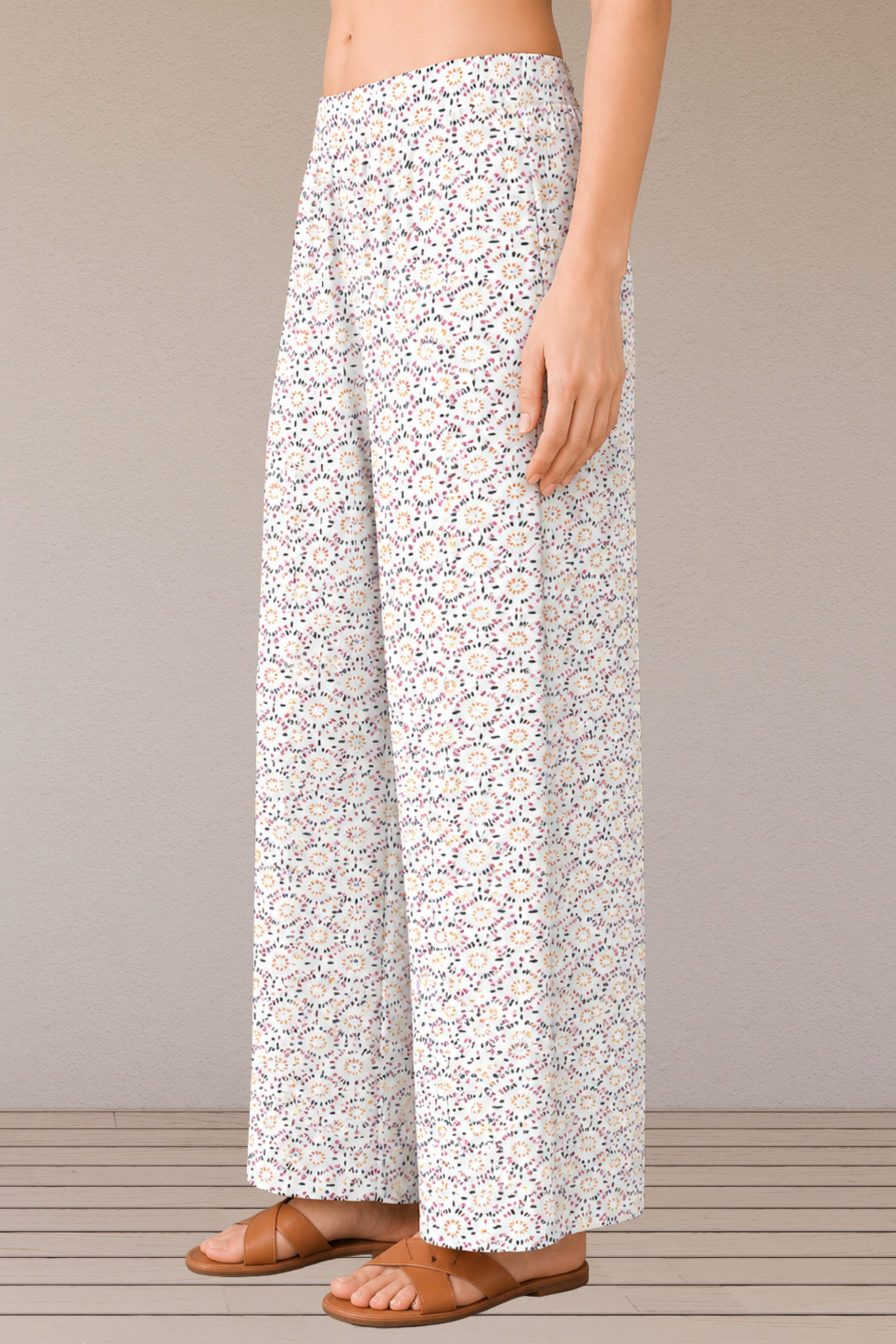White Printed Cotton Palazzo