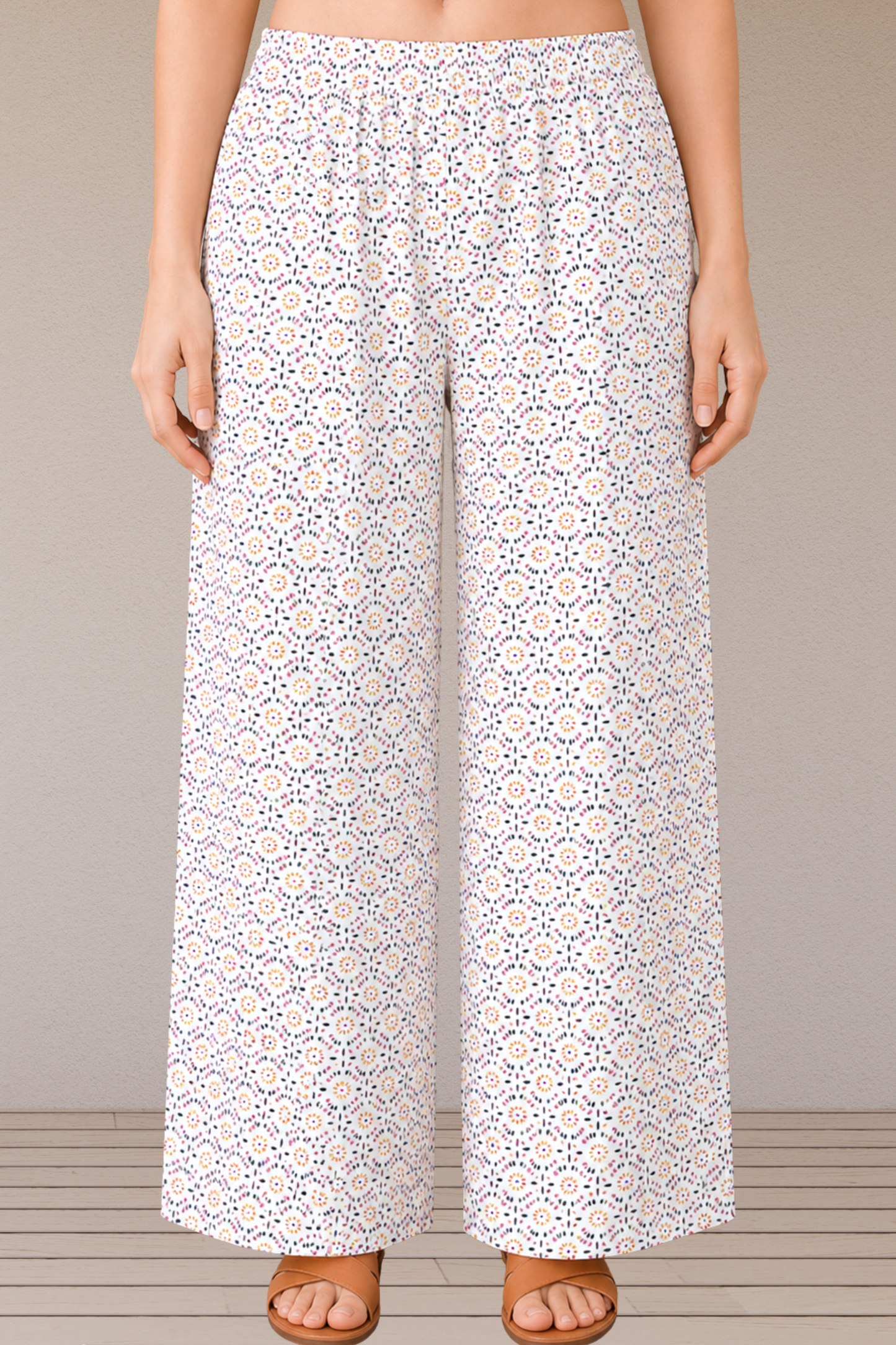 White Printed Cotton Palazzo