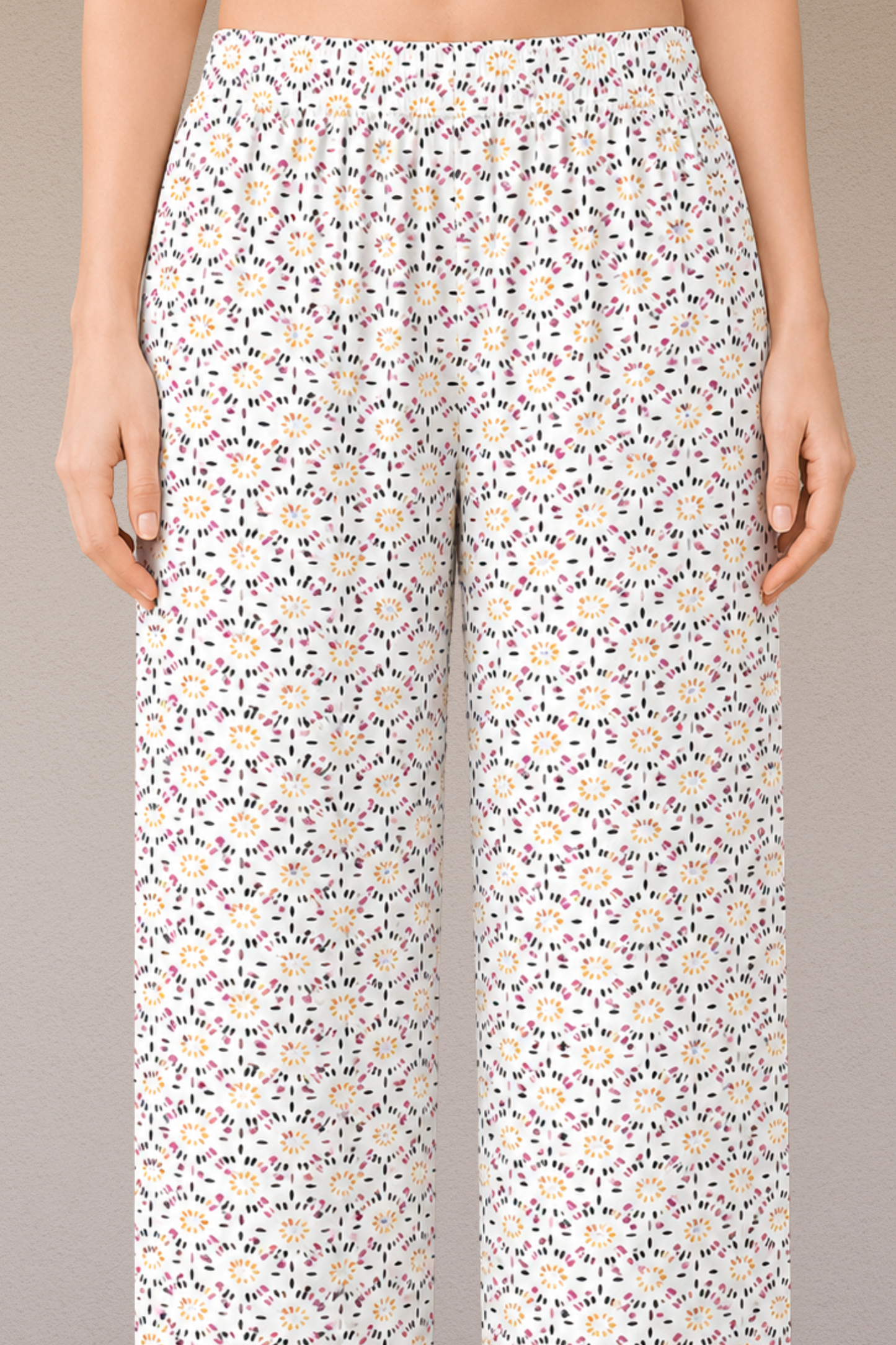 White Printed Cotton Palazzo